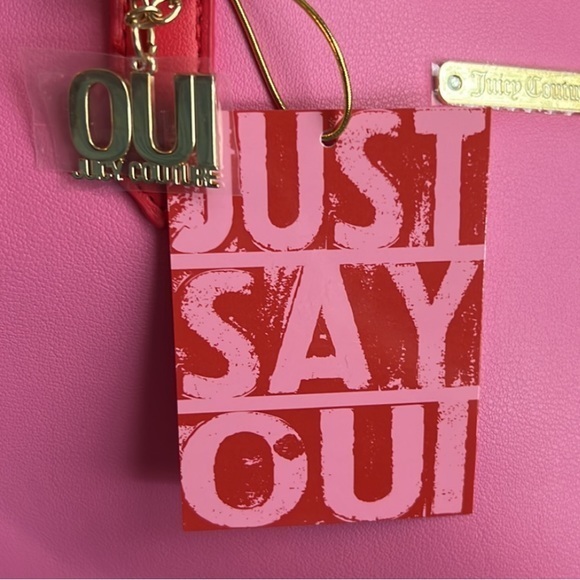 Juicy Couture Just Say‎ Oui Pink & Red Ex-Large Shoulder Tote Bag NEW - Picture 4 of 7